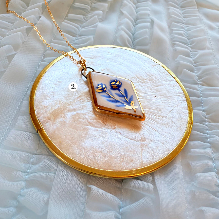 Porcelain Charm Necklace-Blue French Charms