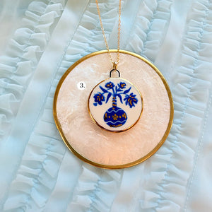 Porcelain Charm Necklace-Blue French Charms