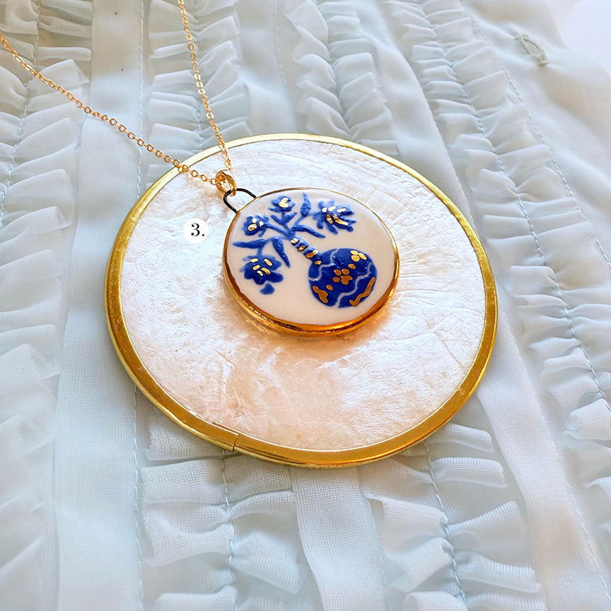 Porcelain Charm Necklace-Blue French Charms