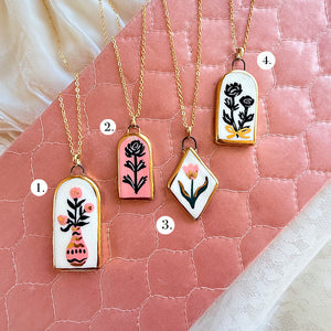 Porcelain Charm Necklaces- French Florals