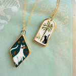 Porcelain Cat Charm Necklace- Cats