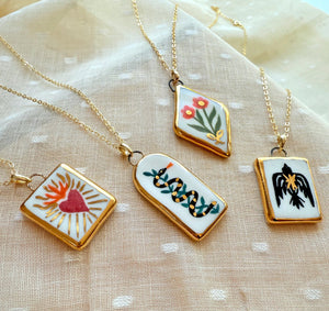 Porcelain Charm Necklace- Folk Charms