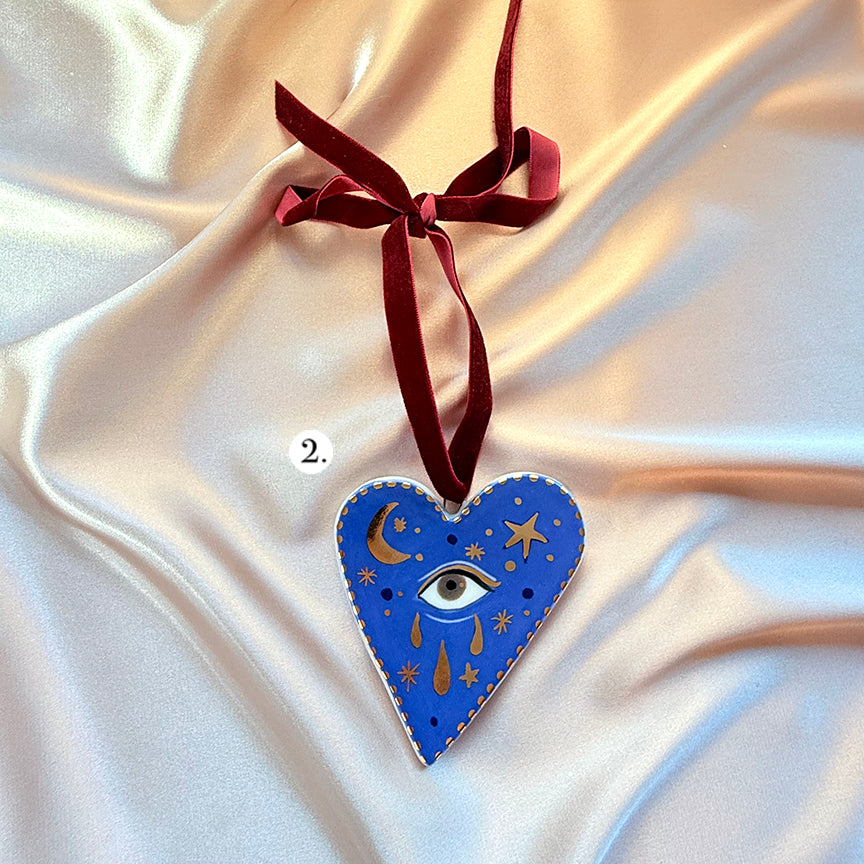 Evil Eye Heart Ornaments