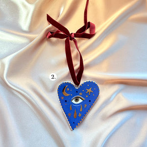 Evil Eye Heart Ornaments