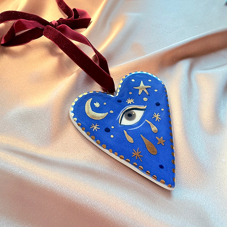 Evil Eye Heart Ornaments