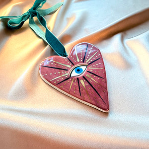 Evil Eye Heart Ornaments