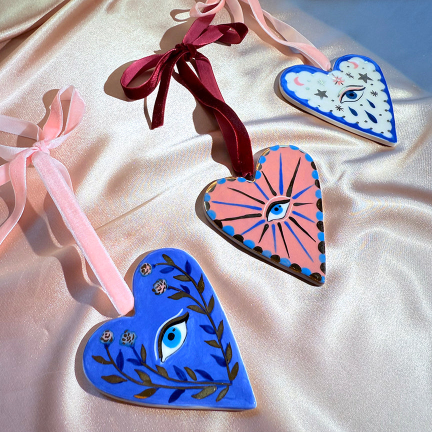 Evil Eye Heart Ornaments