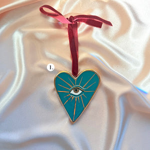 Evil Eye Heart Ornaments