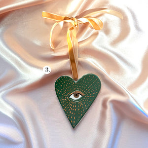 Evil Eye Heart Ornaments