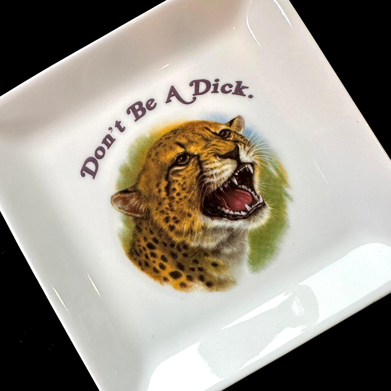 Leopard Trinket Tray - "Don't be a Dick."