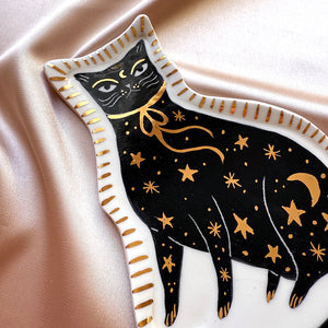 Porcelain Cat Jewelry Tray - Stars & Moon