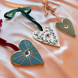 Evil Eye Heart Ornaments