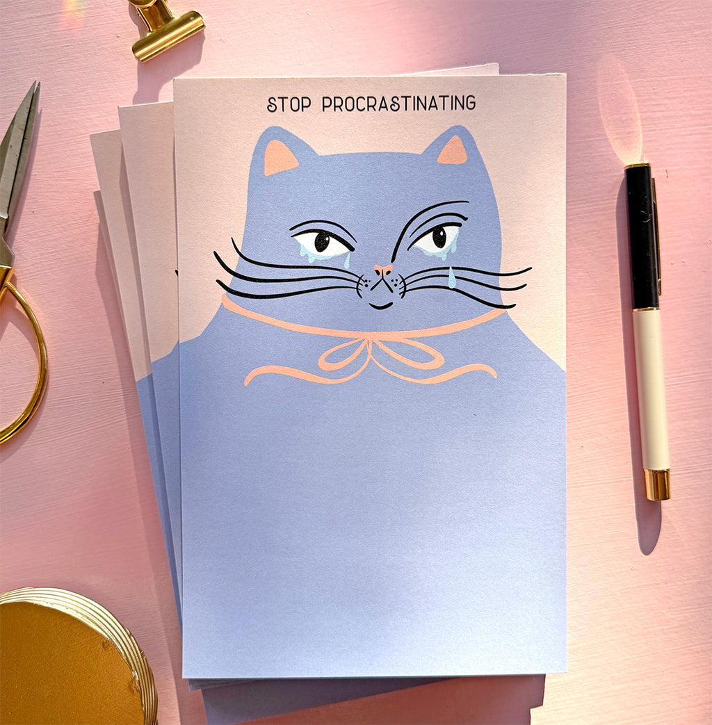 STOP PROCRASTINATING - CRYING CAT - NOTEPAD