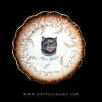 VINTAGE STYLE CAT PLATE - HAIL SATAN