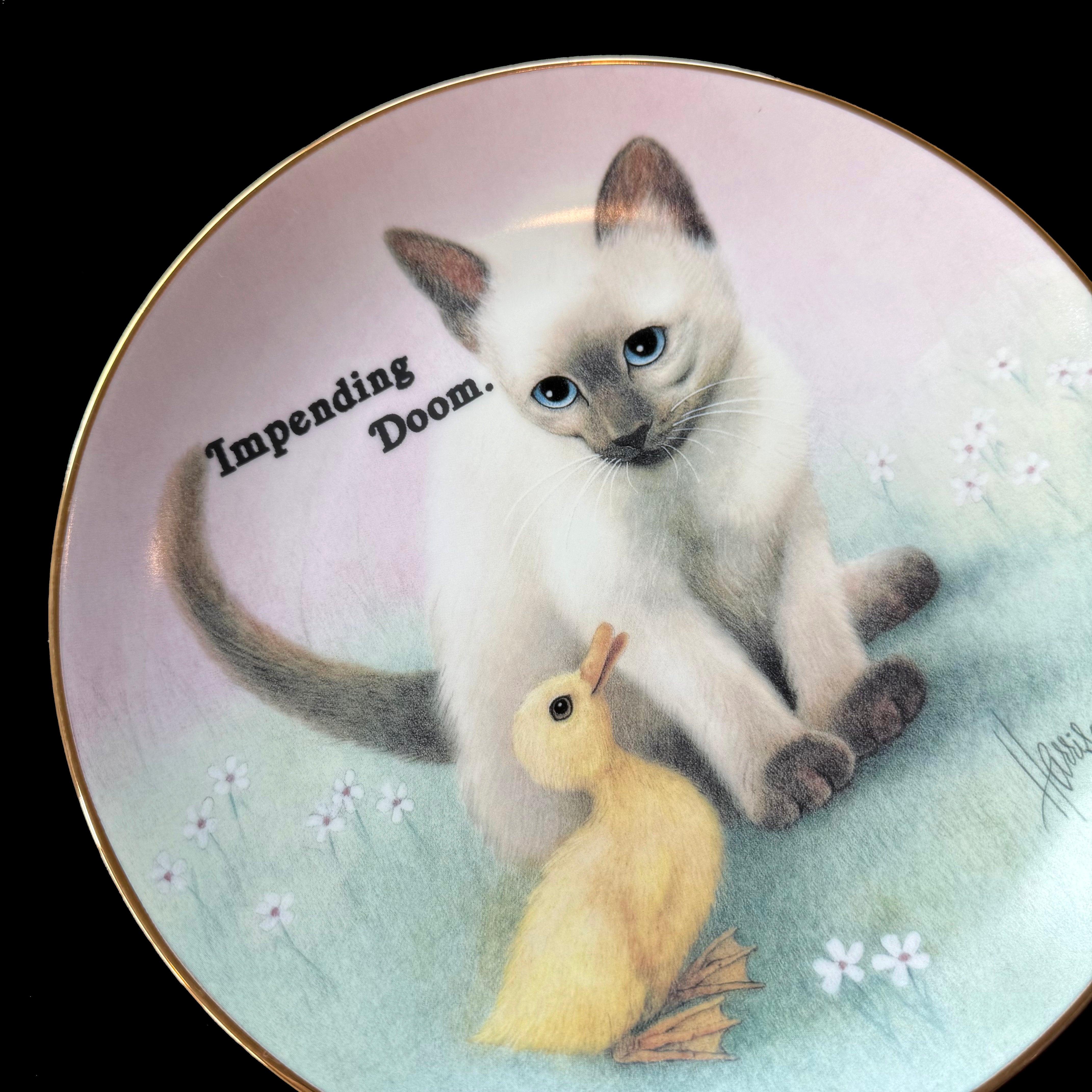 VINTAGE CAT PLATE - IMPENDING DOOM