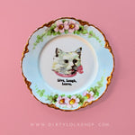 VINTAGE CAT PLATE - LIVE, LAUGH, LEAVE.