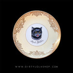 VINTAGE CAT PLATE -HAIL SATAN.