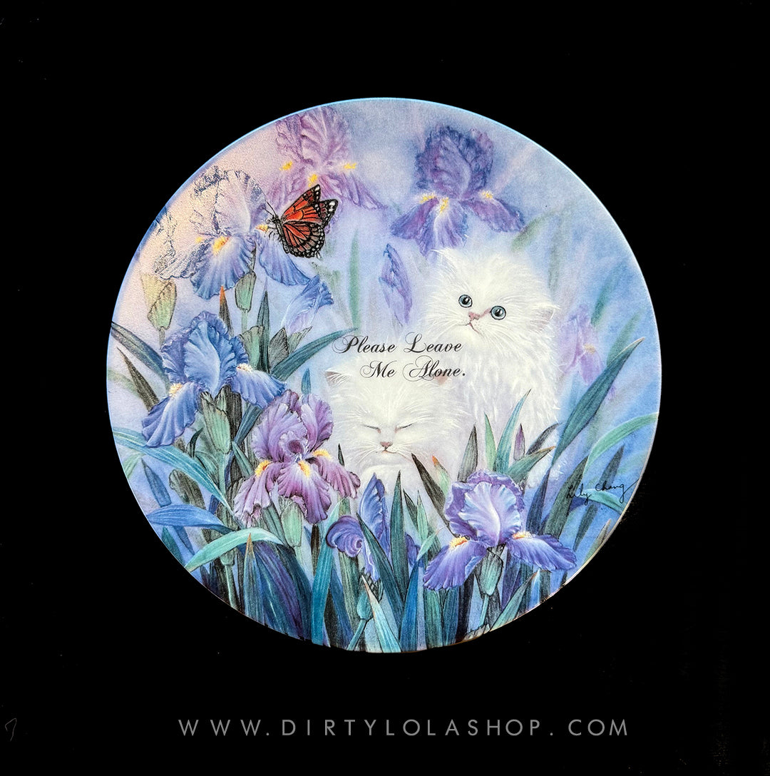 VINTAGE CAT PLATE - PLEASE LEAVE ME ALONE.