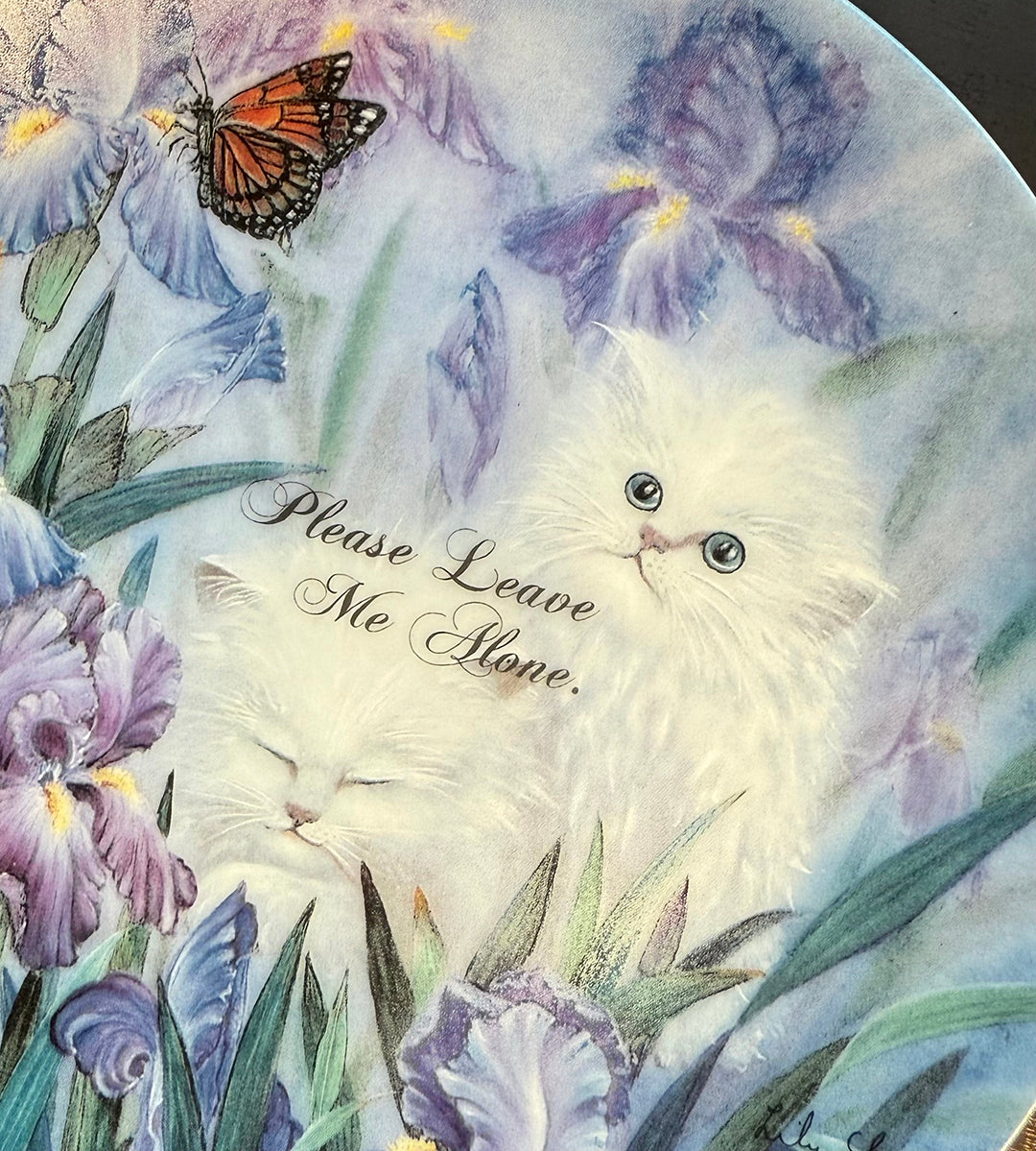 VINTAGE CAT PLATE - PLEASE LEAVE ME ALONE.
