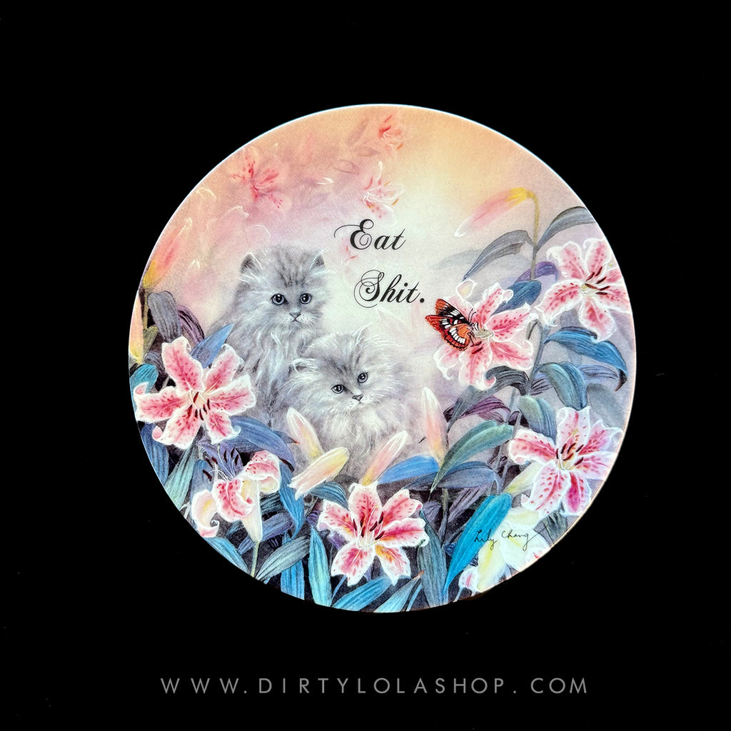 VINTAGE CAT PLATE - EAT SHIT.