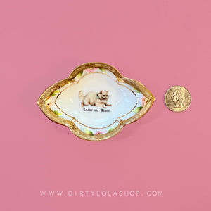 ANTIQUE TINY TRINKET DISH - MINI ALTAR TRAY - LEAVE ME ALONE.
