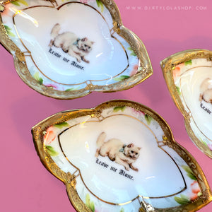 ANTIQUE TINY TRINKET DISH - MINI ALTAR TRAY - LEAVE ME ALONE.