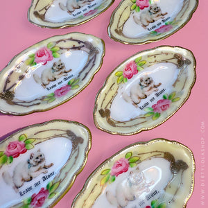 ANTIQUE TINY TRINKET DISH - MINI ALTAR TRAY - LEAVE ME ALONE.