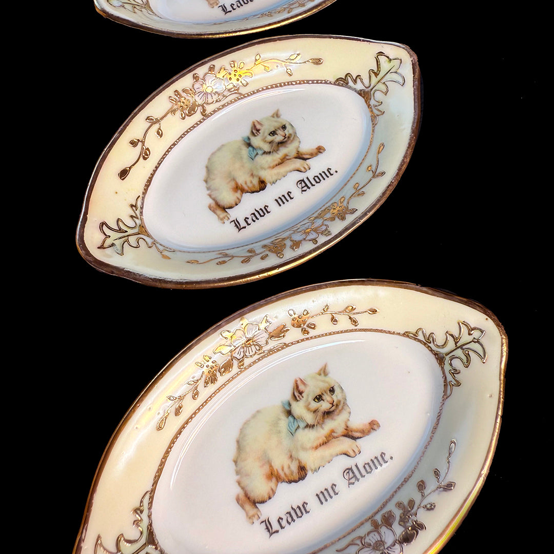 ANTIQUE TINY TRINKET DISH - MINI ALTAR TRAY - LEAVE ME ALONE.