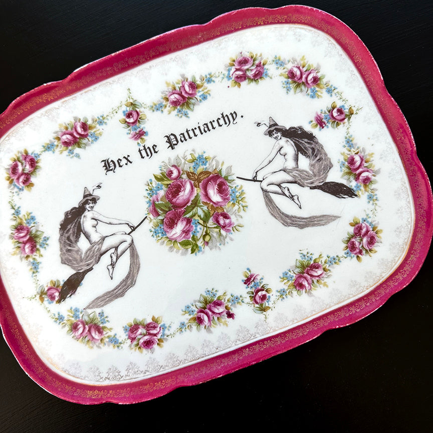 Antique Vanity Tray - Witchy - "Hex the Patriarchy."