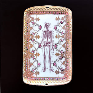 Antique Vanity Tray - Oddities - Skeleton - Gold Moriage