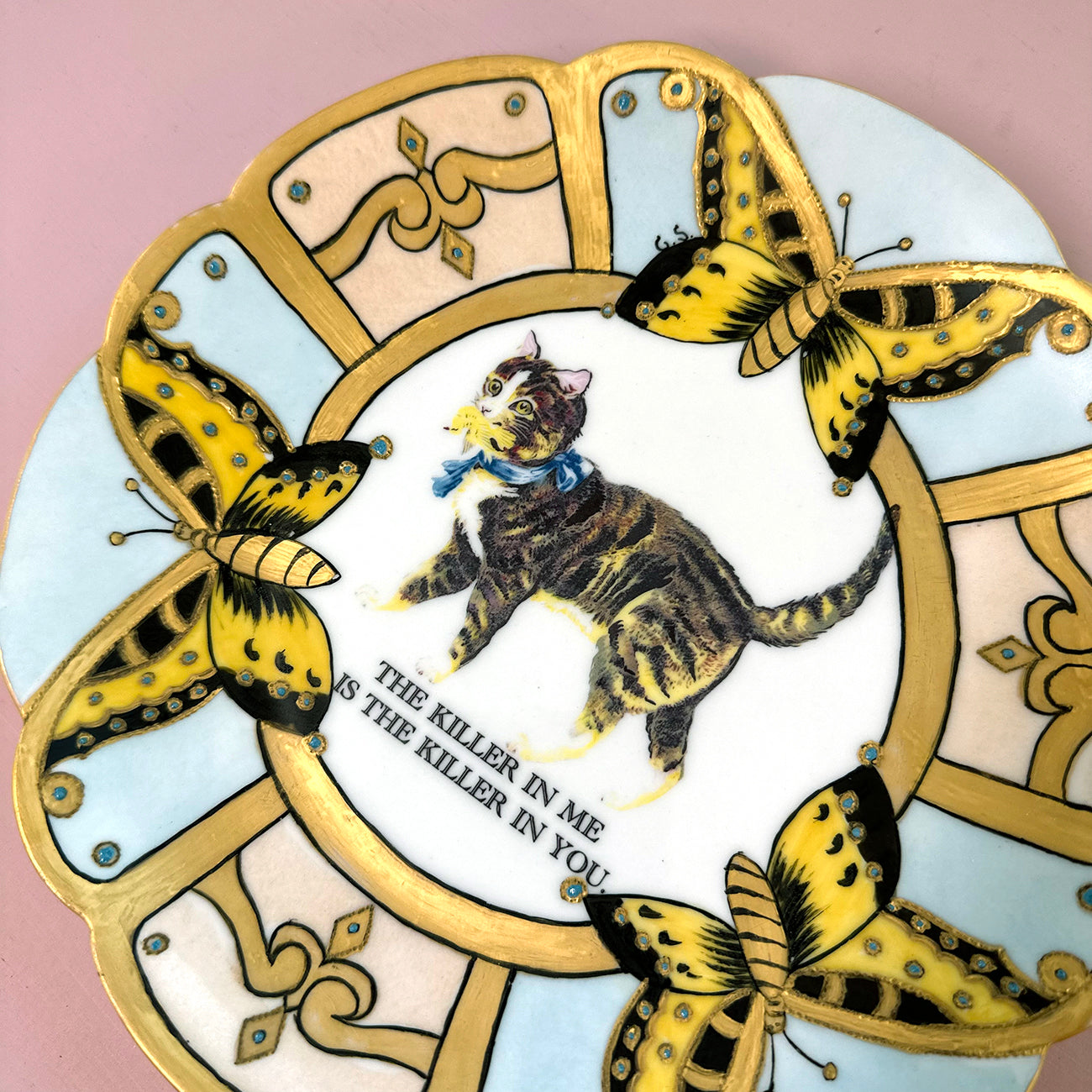 Antique Art Deco Plate - Cat plate - "The Killer in me is the killer in you."