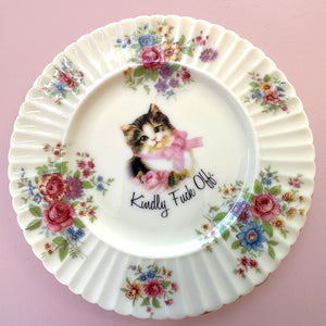Antique Saucer Plate - Kindly Fuck Off - Decorative Art Plate