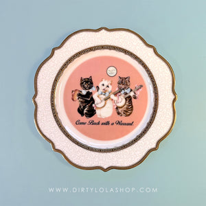 PRE-ORDER - FOOD SAFE - NEW -  Antique Style Plate - "Come back with a Warrant."