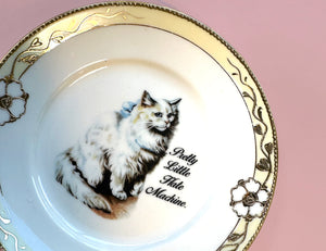 Vintage SMALL Saucer Plate - Cat Art Plate - "Pretty Hate Machine."