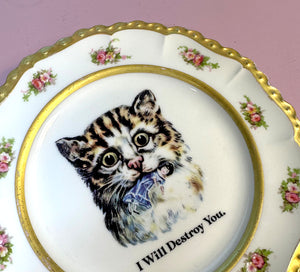 Small Antique Plate - "I will Destroy You."