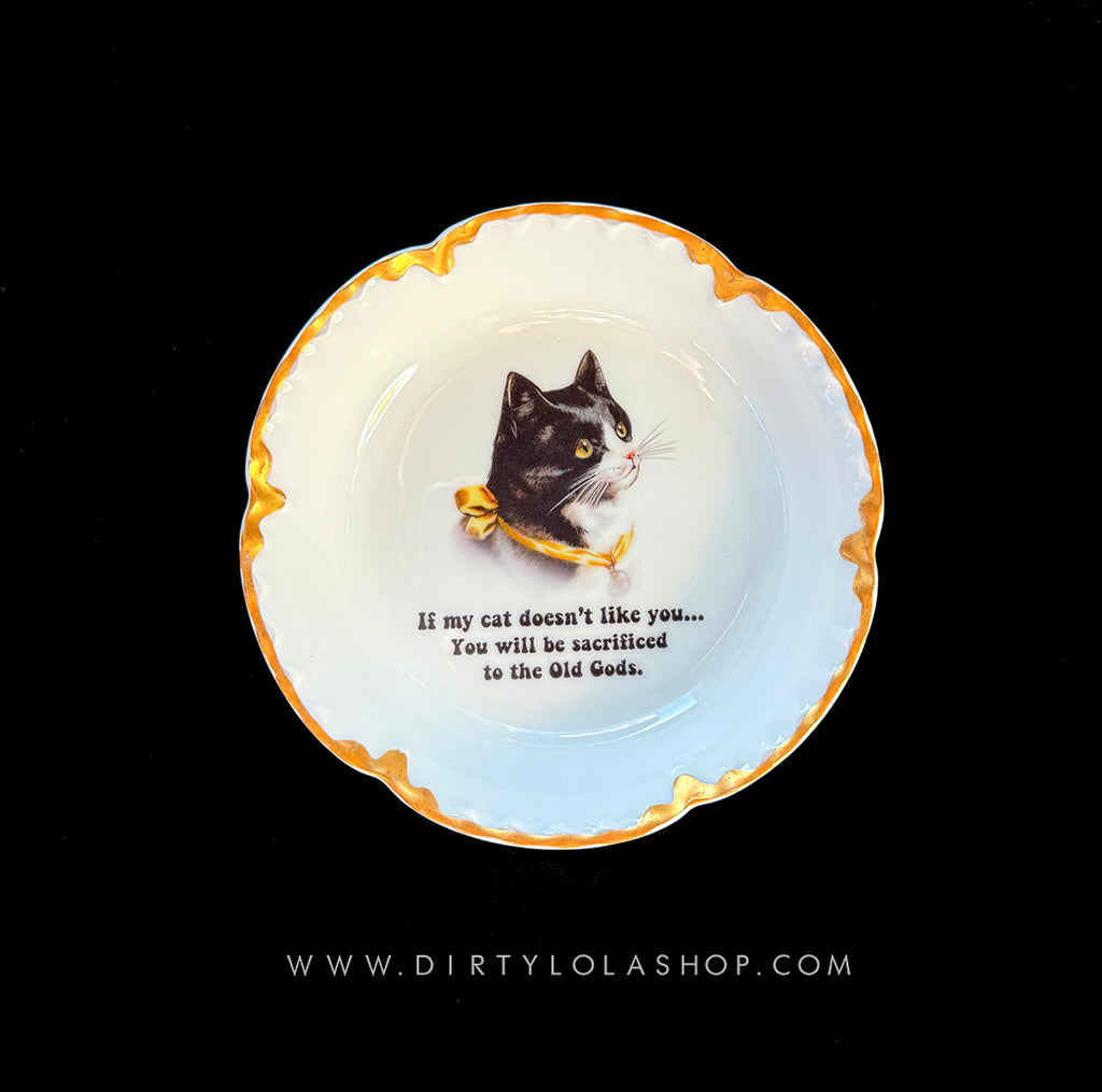 ANTIQUE CAT DISH/BOWL - IF MY CAT DOESN'T LIKE YOU...