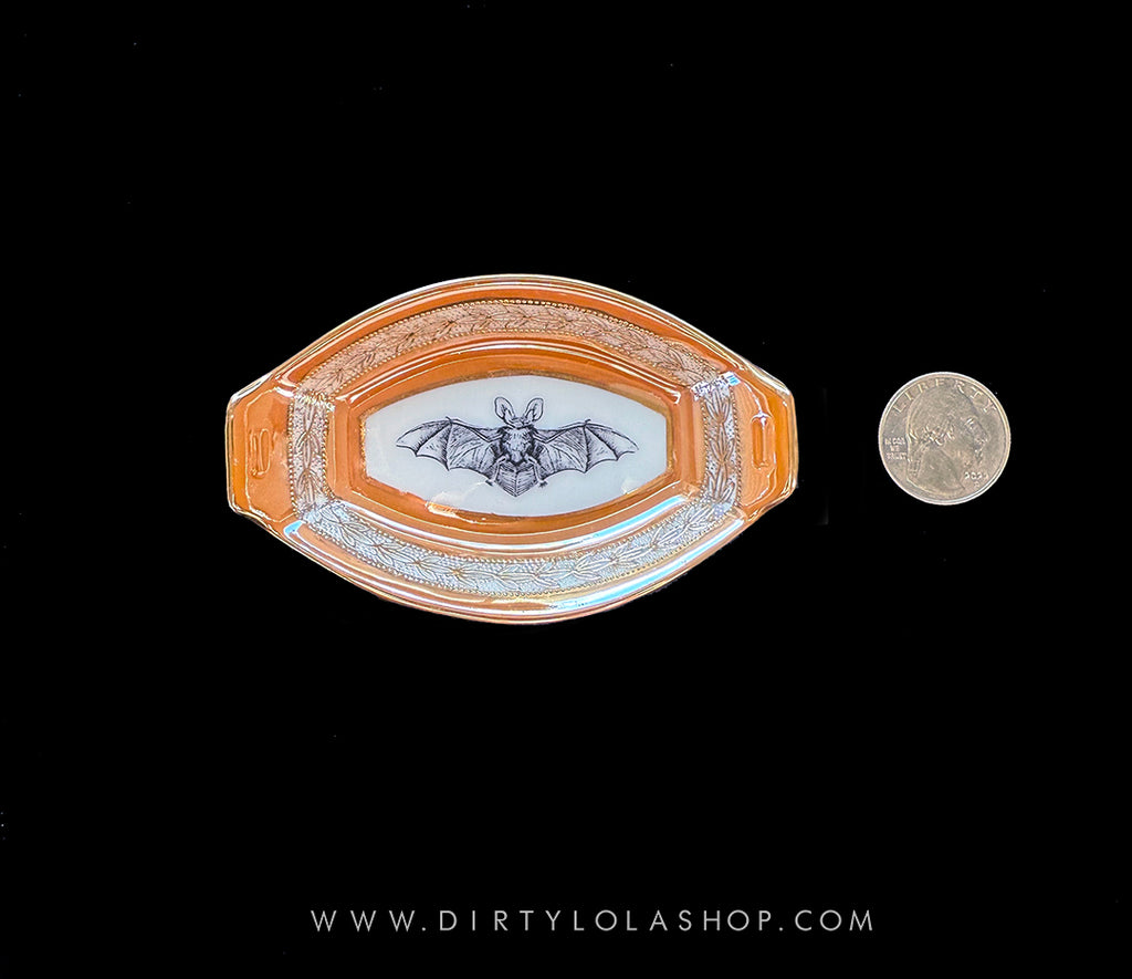 ANTIQUE TINY TRINKET DISH - MINI ALTAR TRAY - BAT