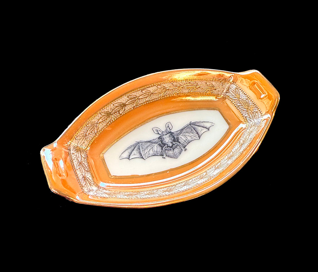 ANTIQUE TINY TRINKET DISH - MINI ALTAR TRAY - BAT