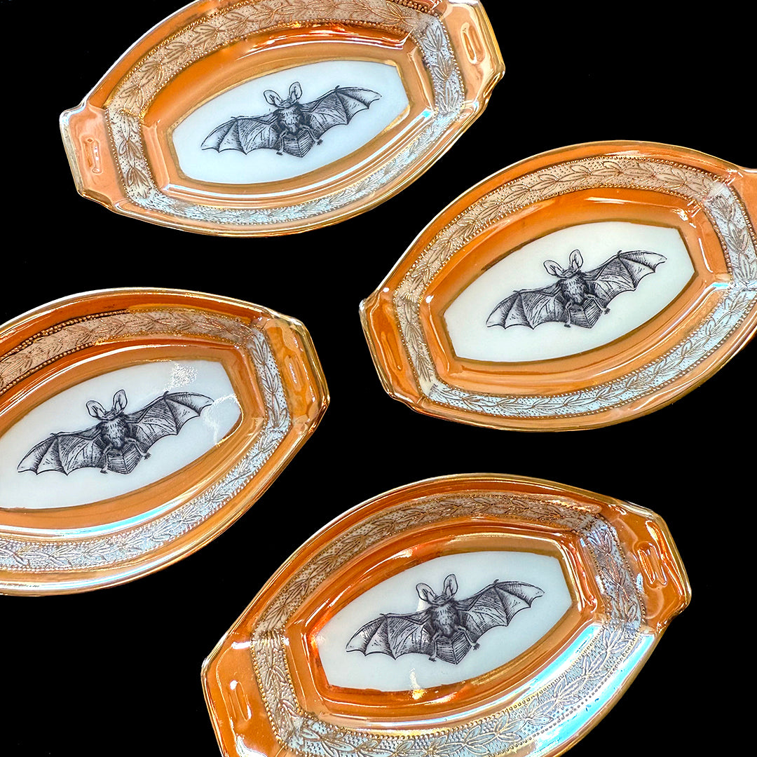 ANTIQUE TINY TRINKET DISH - MINI ALTAR TRAY - BAT