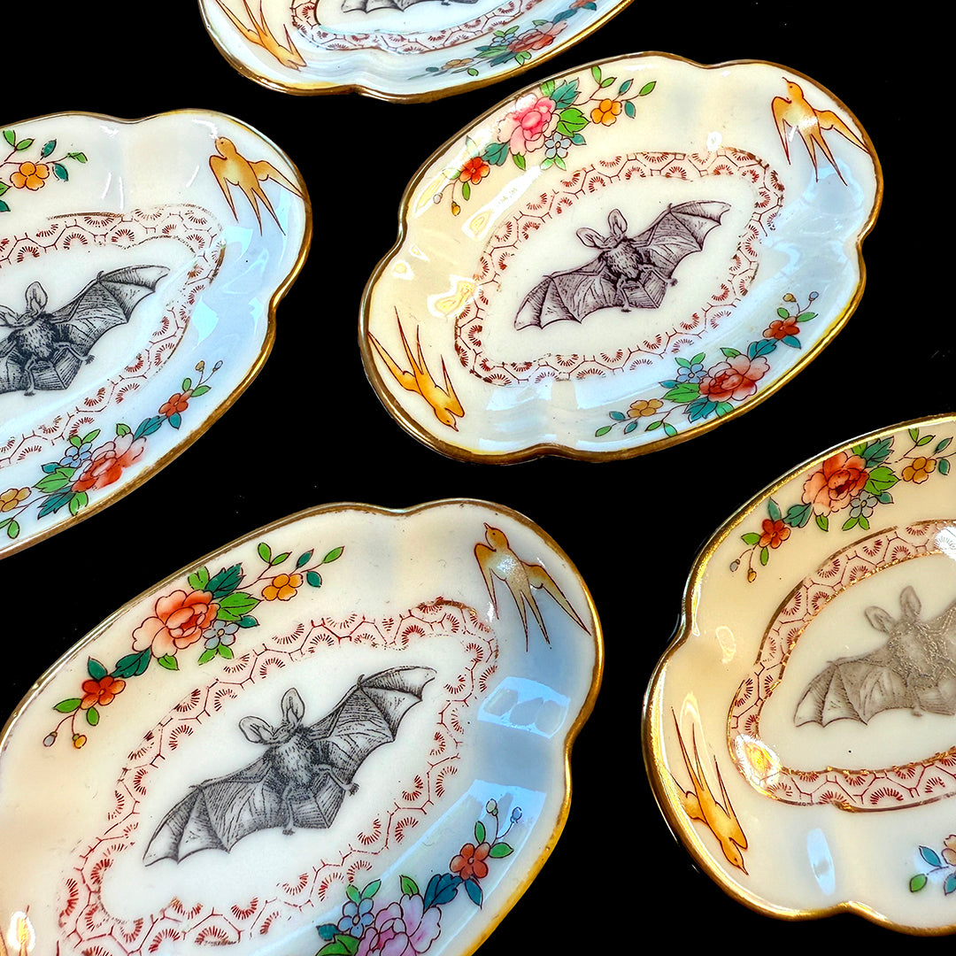 ANTIQUE TINY TRINKET DISH - MINI ALTAR TRAY - BAT