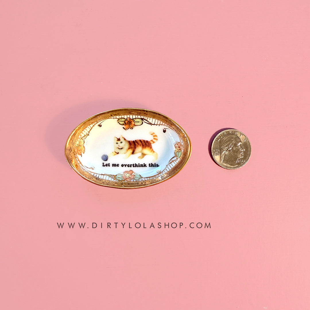 ANTIQUE TINY TRINKET DISH - MINI ALTAR TRAY - LET ME OVERTHINK THIS.