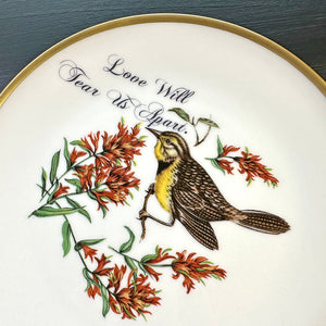 Vintage Art Plate - Honest Birds - Snarky Bird - "Love Will Tear Us Apart."