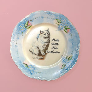 Antique Art Plate -Large Cat plate - "Pretty Little Hate Machine."