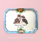 Antique Art Plate - Cat Vanity Tray - Dresser Tray -  "Feed me & Tell me I'm Pretty."