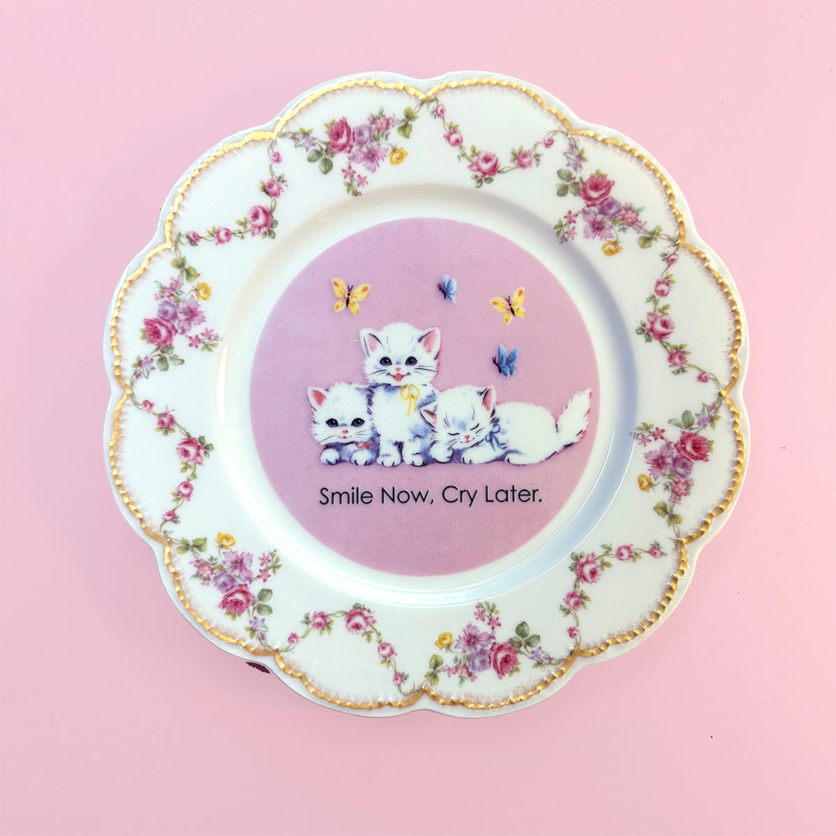 Vintage Art Plate -Art Plate - "Smile Now, Cry Later."