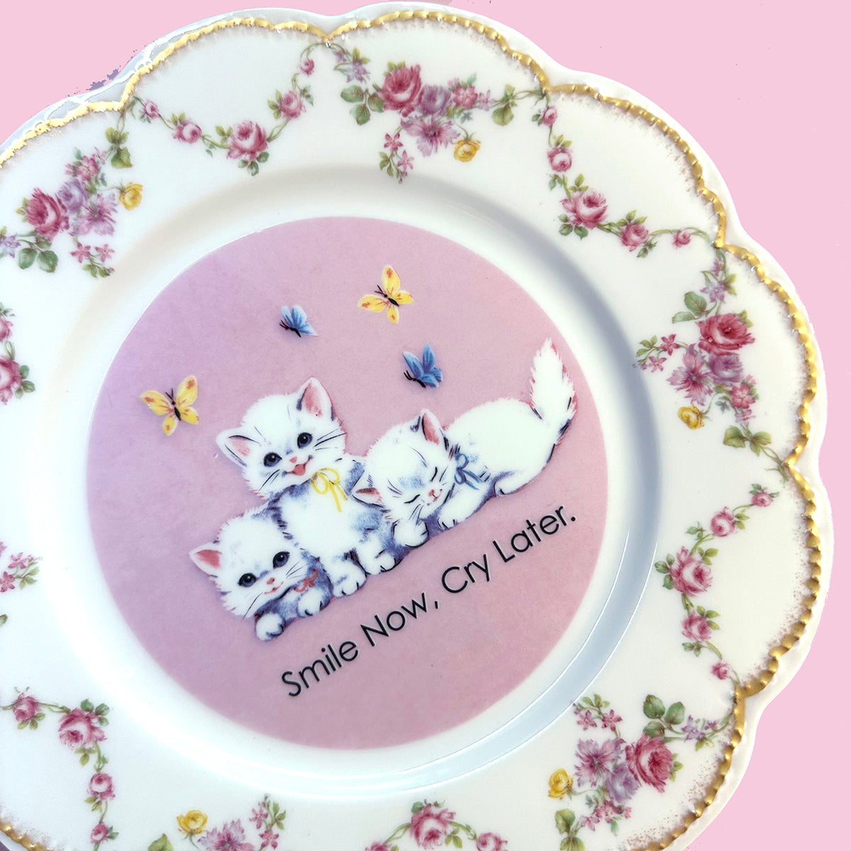 Vintage Art Plate -Art Plate - "Smile Now, Cry Later."