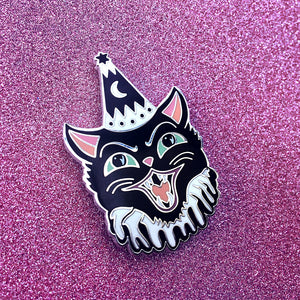 Black Halloween Cat Enamel Pin