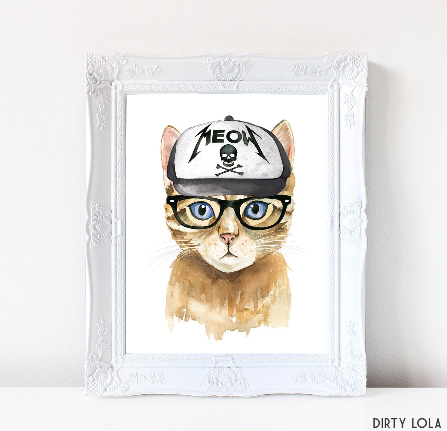 Hipster Cat Art Print