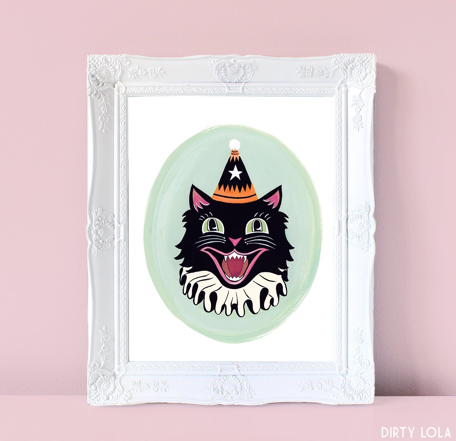 Mint Halloween Cat Art Print
