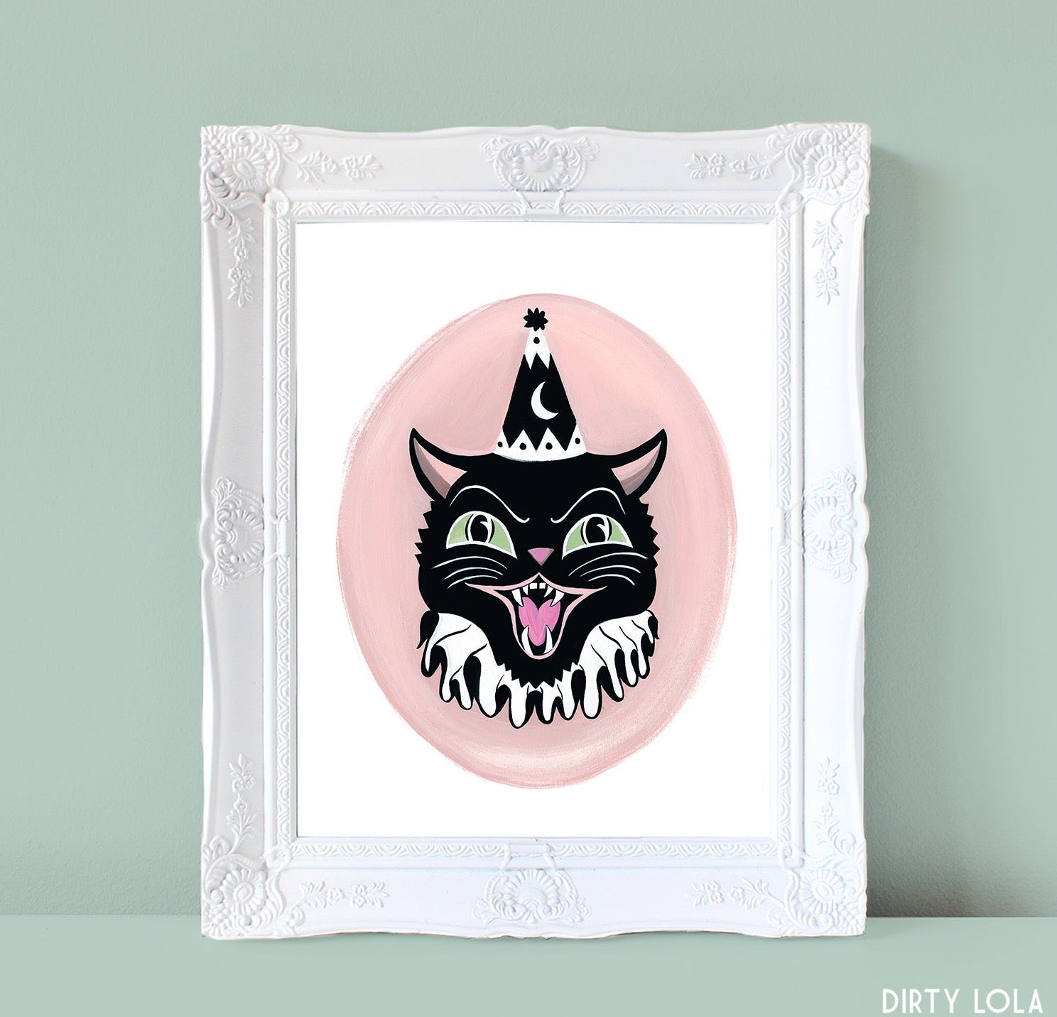 Blush Halloween Cat Art Print